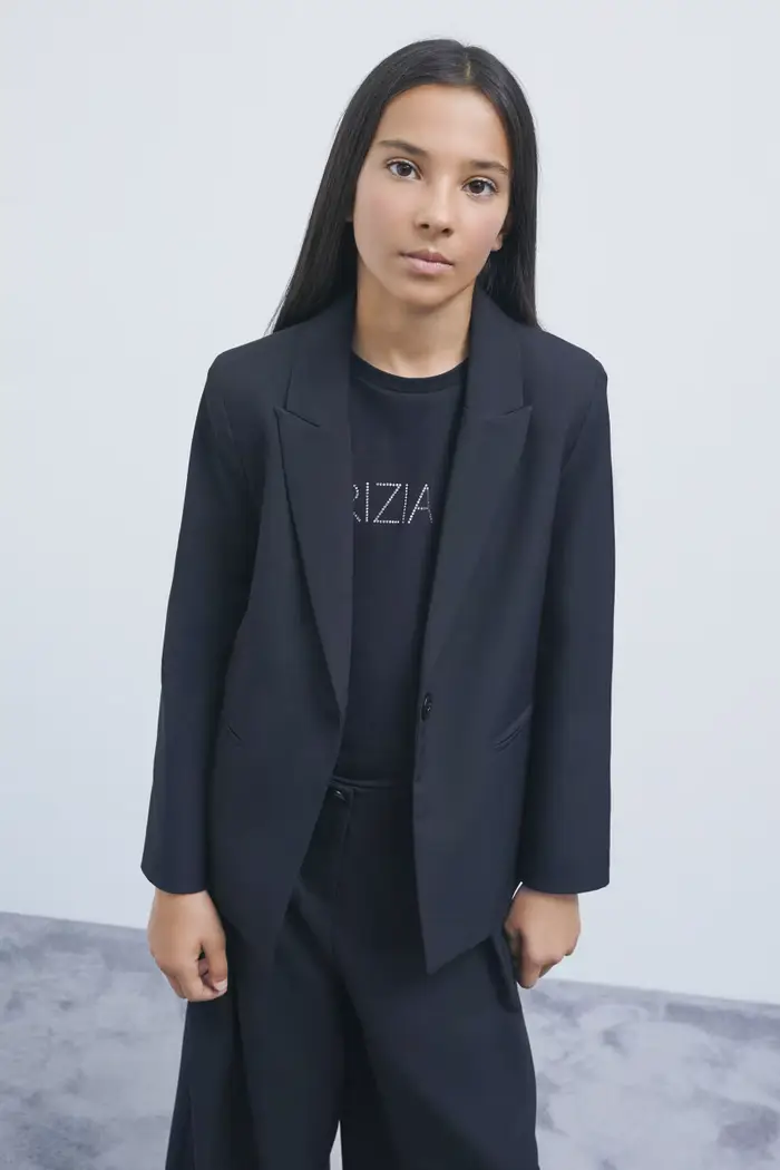 PATRIZIA PEPE Blazer a un bottone in sablé stretch Nero