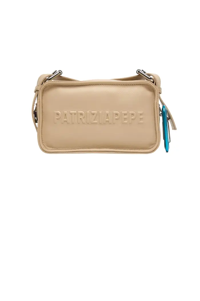 PATRIZIA PEPE Camera bag in pelle Beige