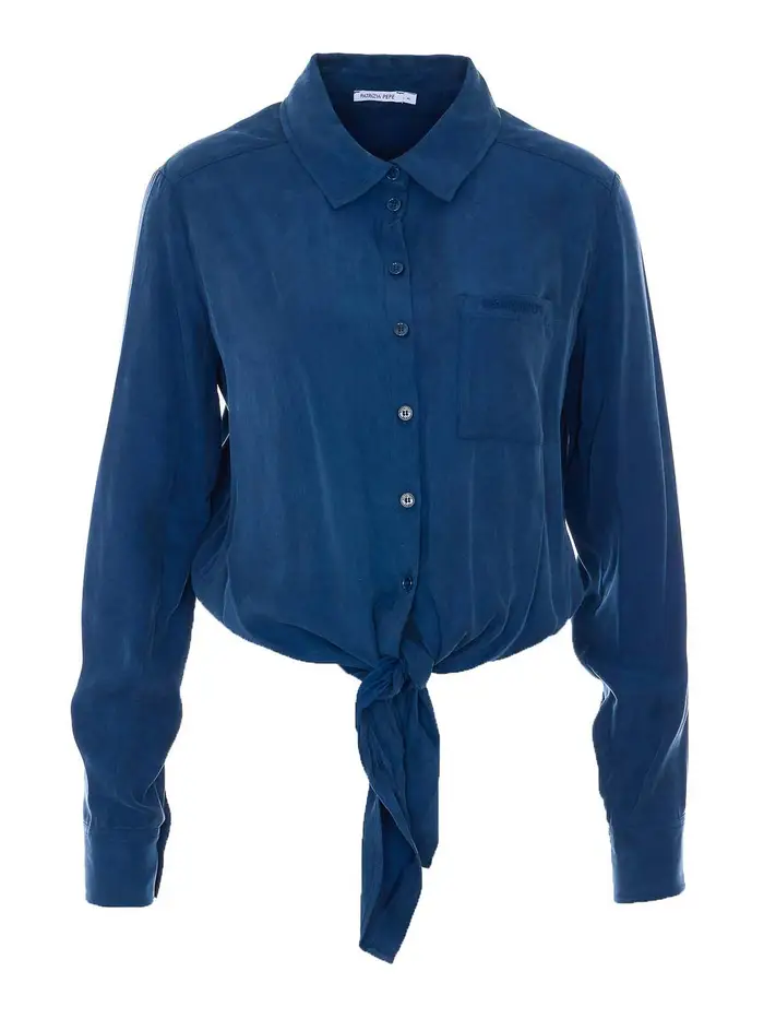Patrizia Pepe Camicia Blu Con Chiusura Bottoni Frontali