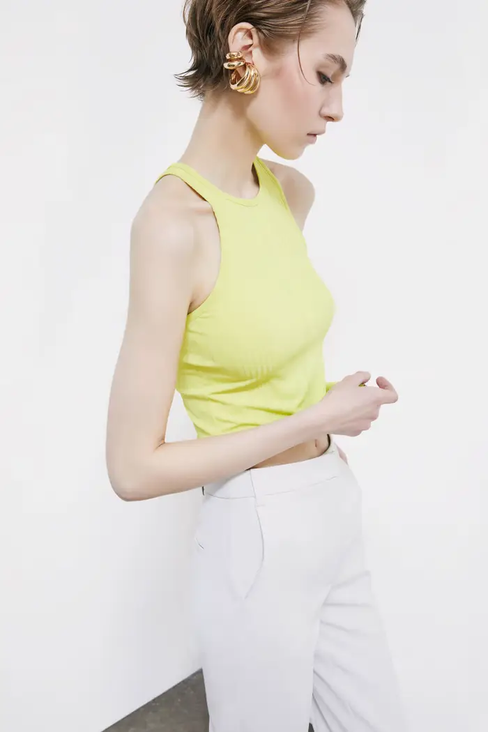 PATRIZIA PEPE Canotta in jersey stretch Giallo