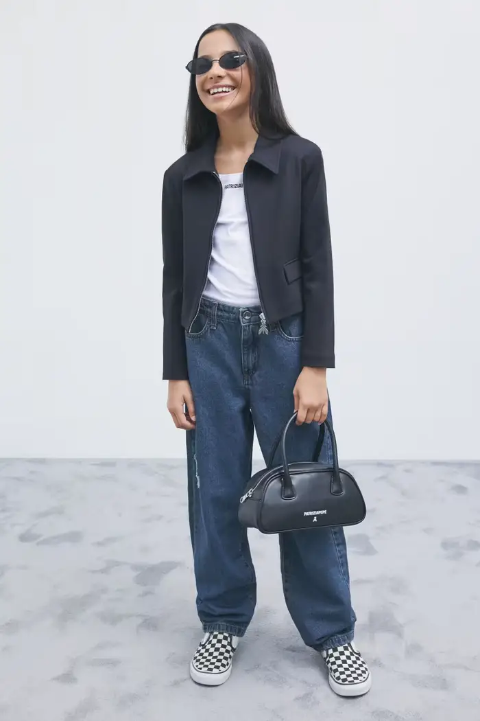 PATRIZIA PEPE Giacca corta con zip Nero