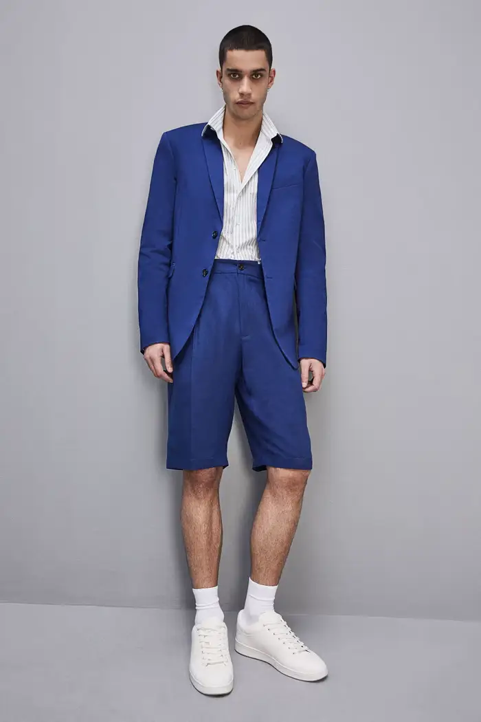 PATRIZIA PEPE Giacca due bottoni in twill di cotone Azzurro