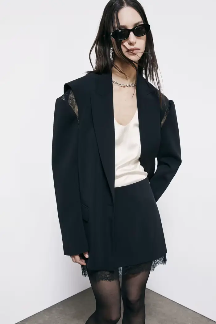 PATRIZIA PEPE Minigonna in crêpe con pizzo Nero