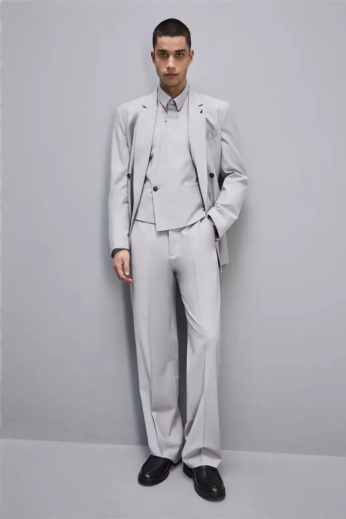 PATRIZIA PEPE Pantalone a vita alta in fresco lana Grigio