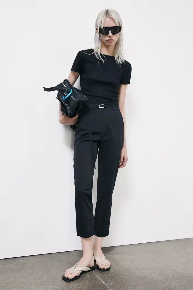 PATRIZIA PEPE Pantaloni a sigaretta in popeline Nero