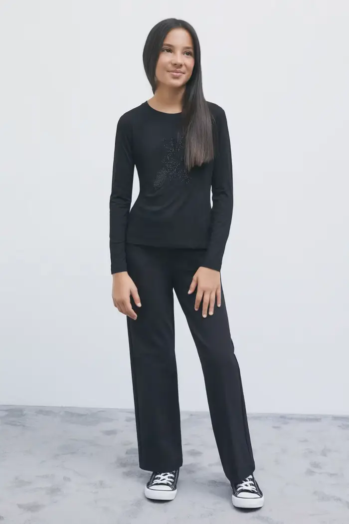 PATRIZIA PEPE Pantaloni dritti in punto stoffa Nero