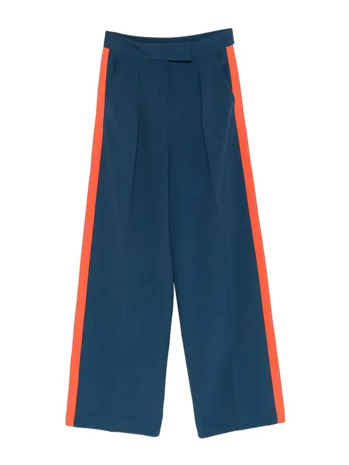 Pantaloni Fluidi Con Bande Blu