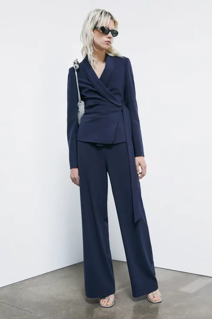 PATRIZIA PEPE Pantaloni palazzo in crêpe stretch Blu