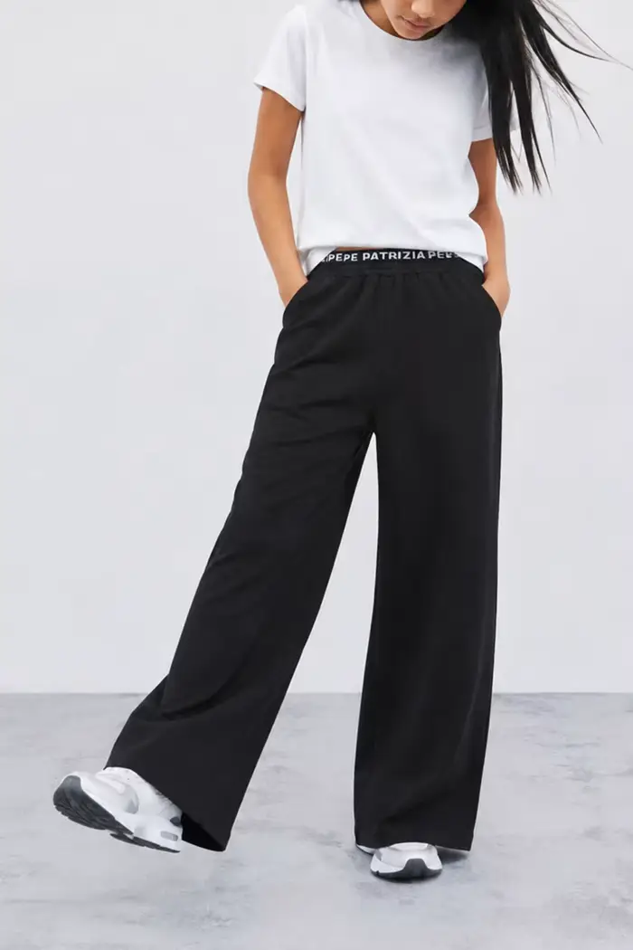 PATRIZIA PEPE Pantaloni palazzo in jersey tecnico Nero