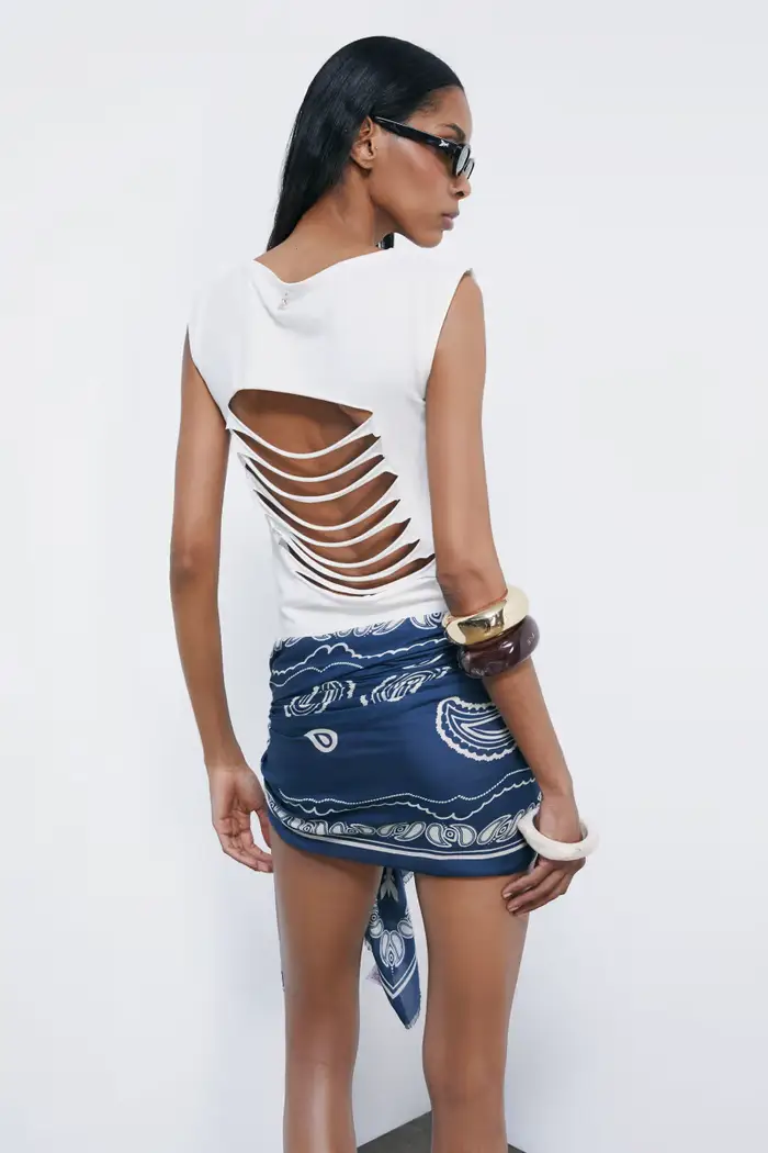 PATRIZIA PEPE Top in jersey con cut-out Bianco