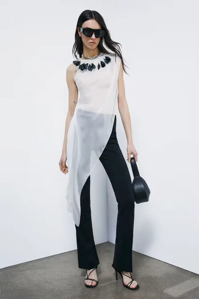 PATRIZIA PEPE Top in seta con drappeggi Bianco