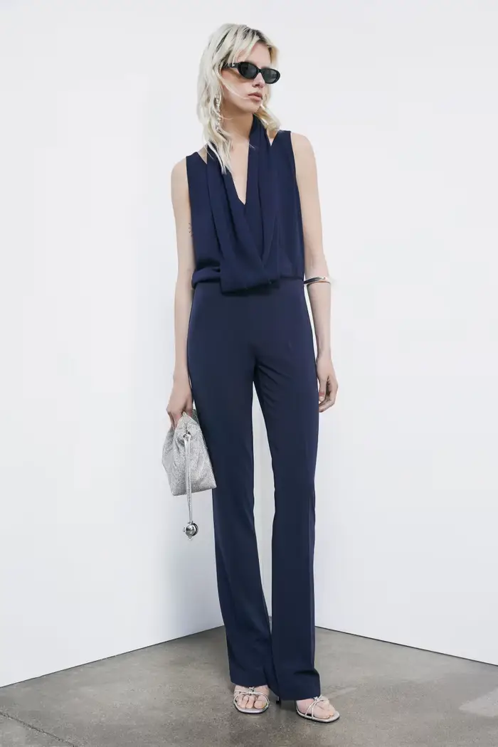 PATRIZIA PEPE Tuta drappeggiata in crêpe stretch Blu