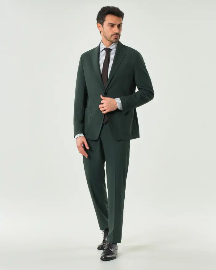Paul Baker Abito verde in tela di viscosa stretch con tasche a toppa