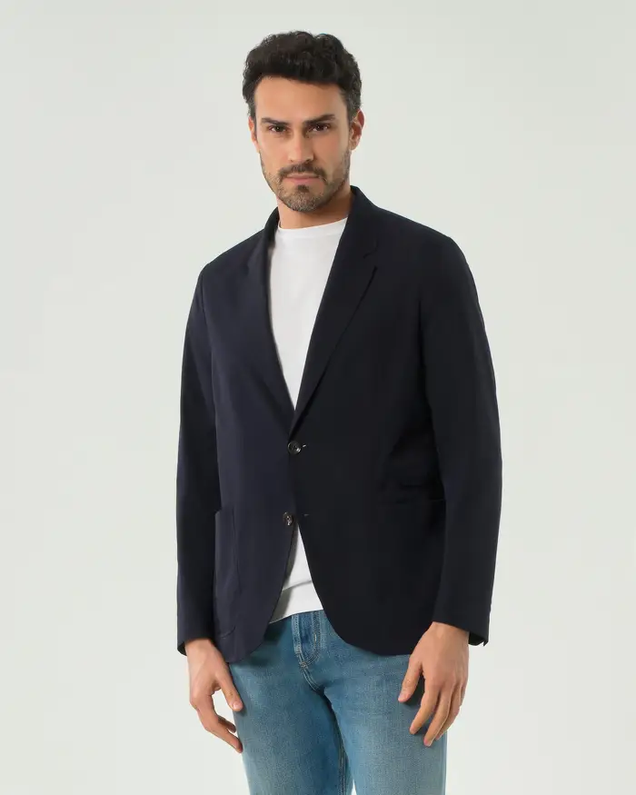 Paul Baker Blazer blu in tessuto tecnico stretch drop 4