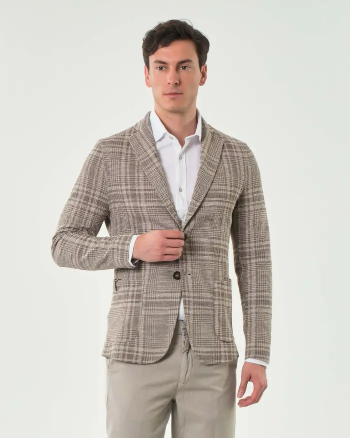Paul Baker Giacca maglia sabbia in fantasia check