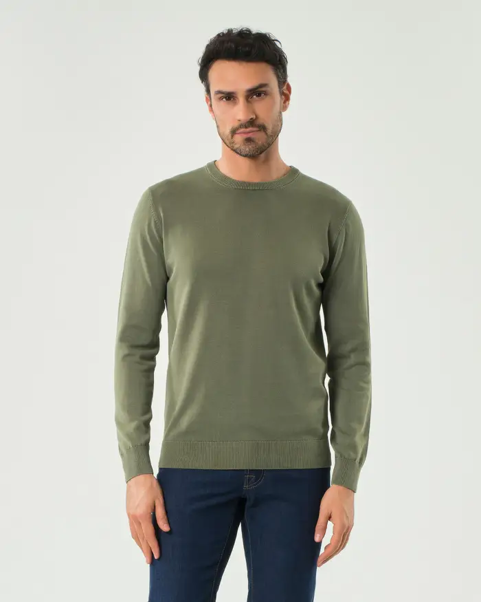 Paul Baker Maglia girocollo verde salvia in puro cotone