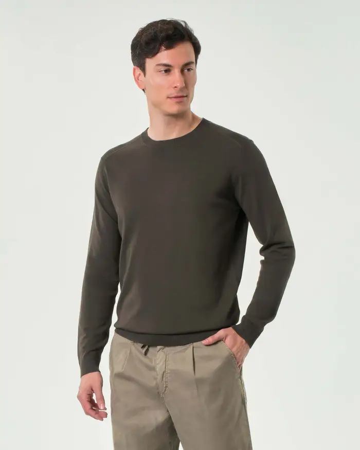 Paul Baker Maglioncino color fango in leggero crepe di viscosa stretch