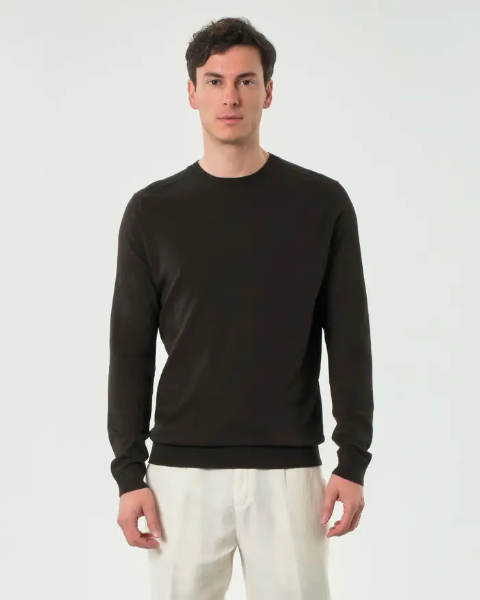 Paul Baker Maglioncino marrone in leggero crepe di viscosa stretch