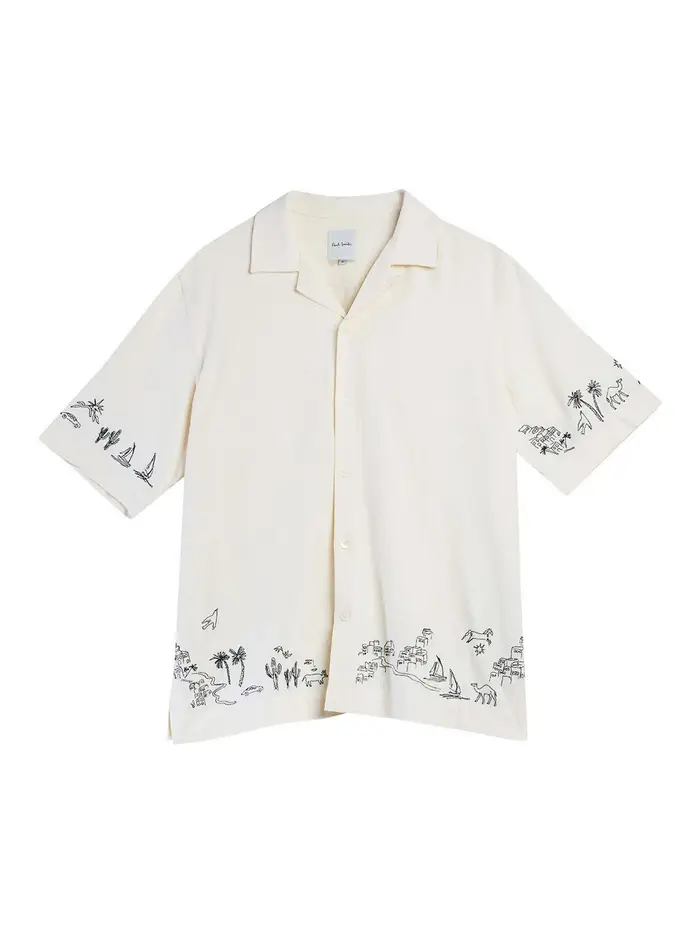 Paul Smith Camicia M/C Ricamo Reverie Destate Crema