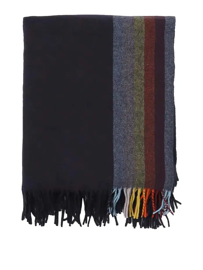 Paul Smith Coperta a righe in misto cashmere Nero