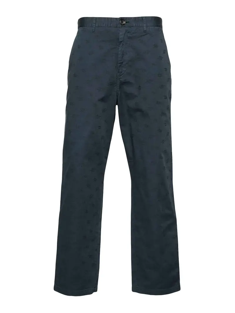 Paul Smith Pantaloni dritti in jacquard con monogramma Blu