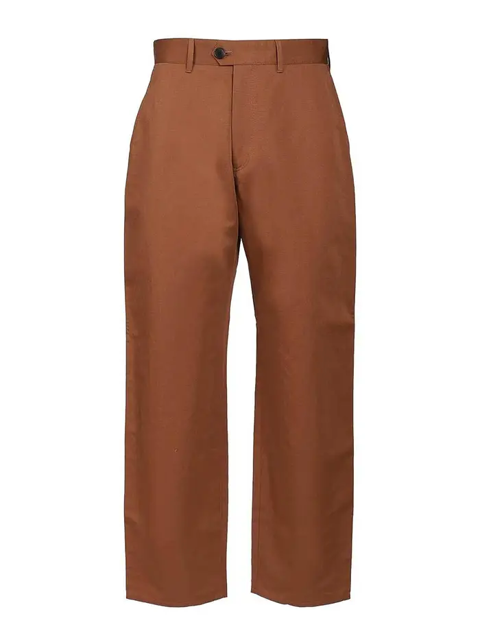 Paul Smith Pantaloni In Cotone E Lino Marrone