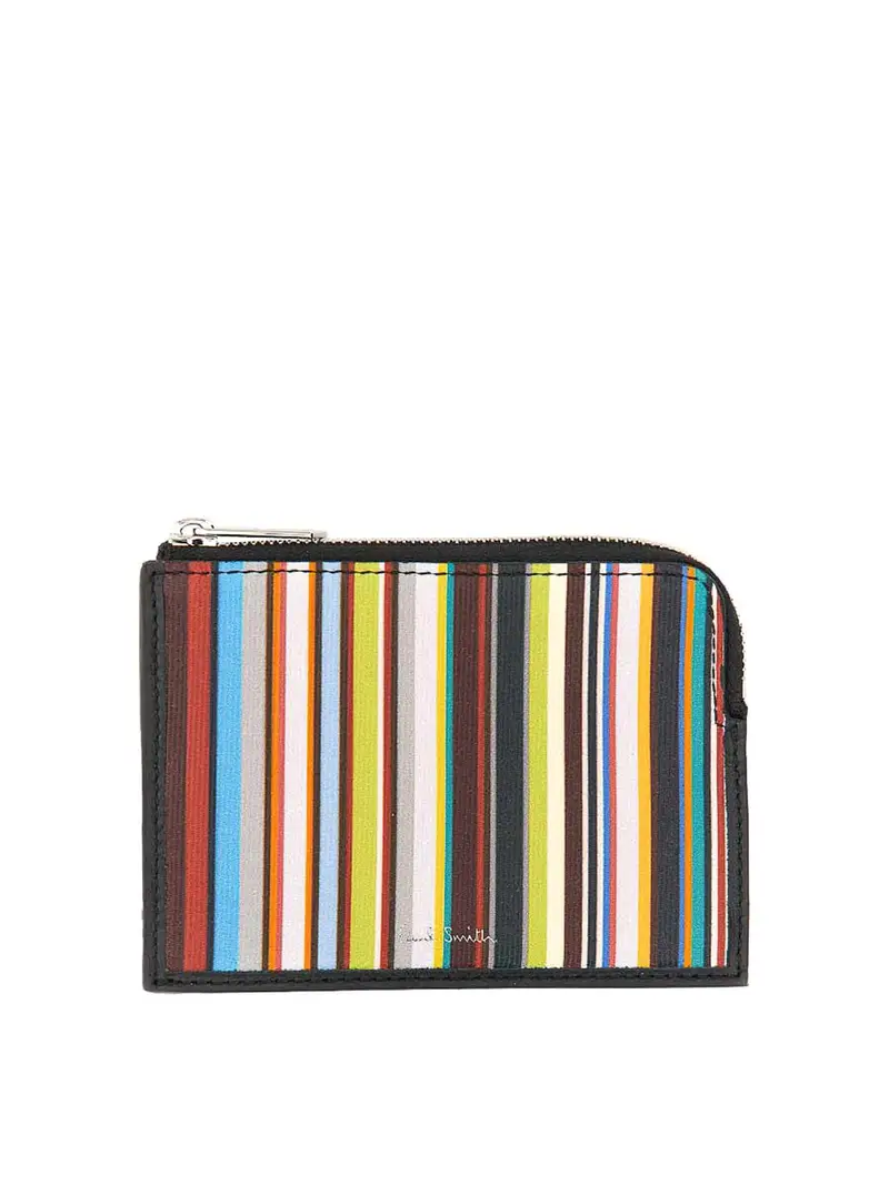 Paul Smith Portafoglio con cerniera a righe esclusive Multicolore