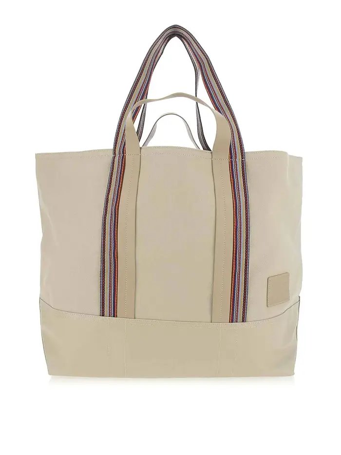 Paul Smith Shopping Tela Manici Riga Paul Beige