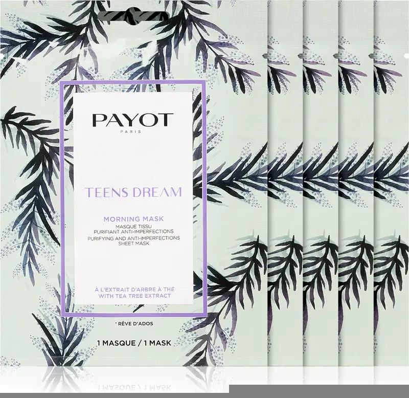Payot Morning Mask Teens Dream maschera in tessuto detergente e rinfrescante per pelli miste e grasse 5 pezzi