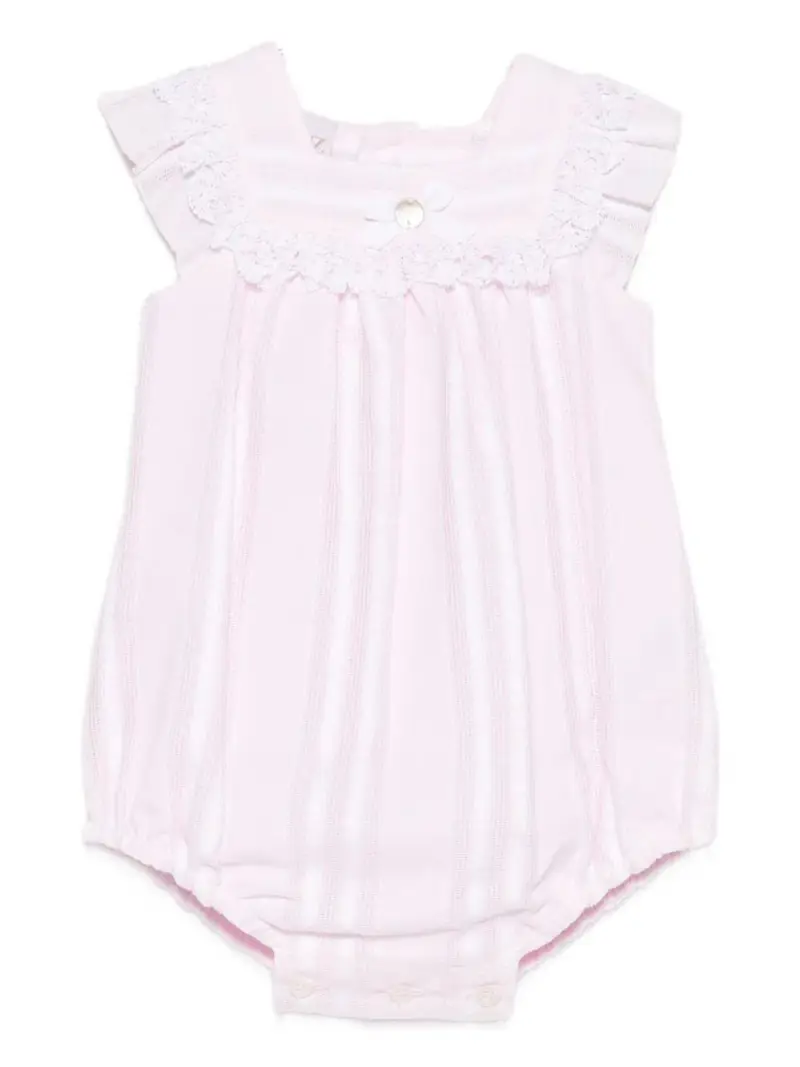 PAZ RODRIGUEZ KIDS Abito neonata rosa in cotone e pizzo Paz Rodriguez