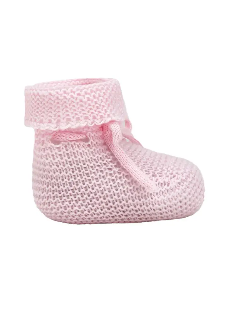 PAZ RODRIGUEZ KIDS Scarpina rosa in maglia con fiocco regolabile