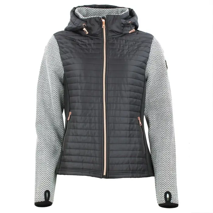 Peak Mountain Giubbotto con cappuccio zip a tre materiali donna Noir