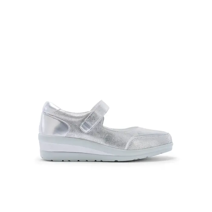 Pédiconfort Bambine in pelle con velcro Argenté