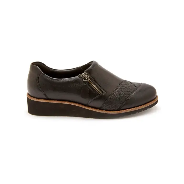 Pédiconfort Mocassini in pelle senza lacci con zip Noir