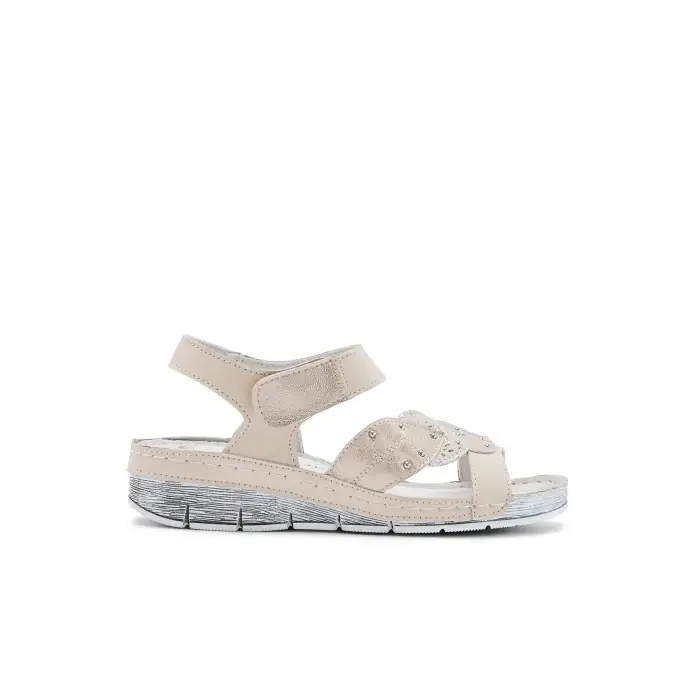 Pédiconfort Sandali fantasia con velcro donna Beige