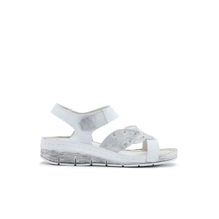 Pédiconfort Sandali fantasia con velcro donna Blanc