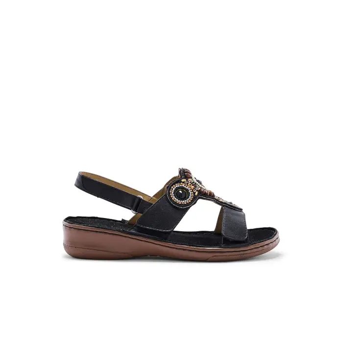 Pédiconfort Sandali fantasiosi extra large in pelle donna Noir