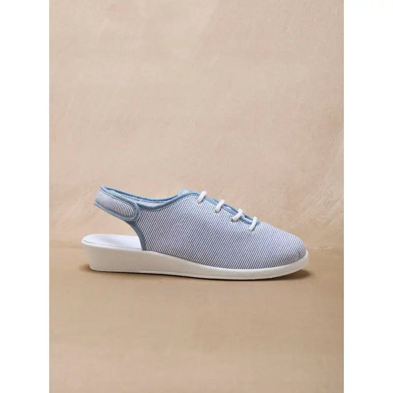 Pédiconfort Sandali in tela a apertura totale donna Bleu