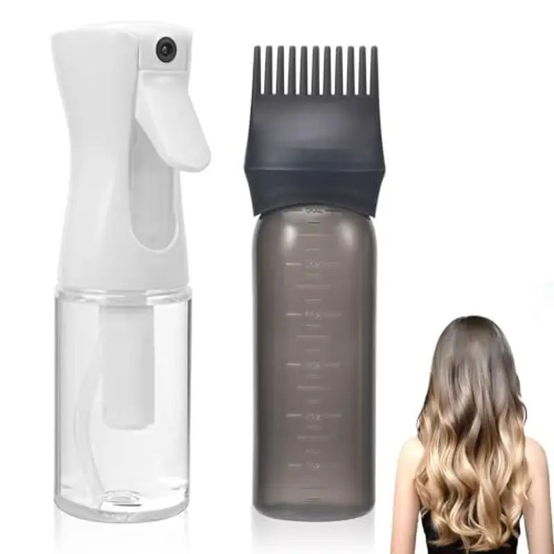 Peevisap 200 ml Spruzzino Nebulizzatore Set, Spruzzino per Capelli, 170 ml Applicatore Olio Capelli, Spruzzino Acqua per Capelli, Bottiglia