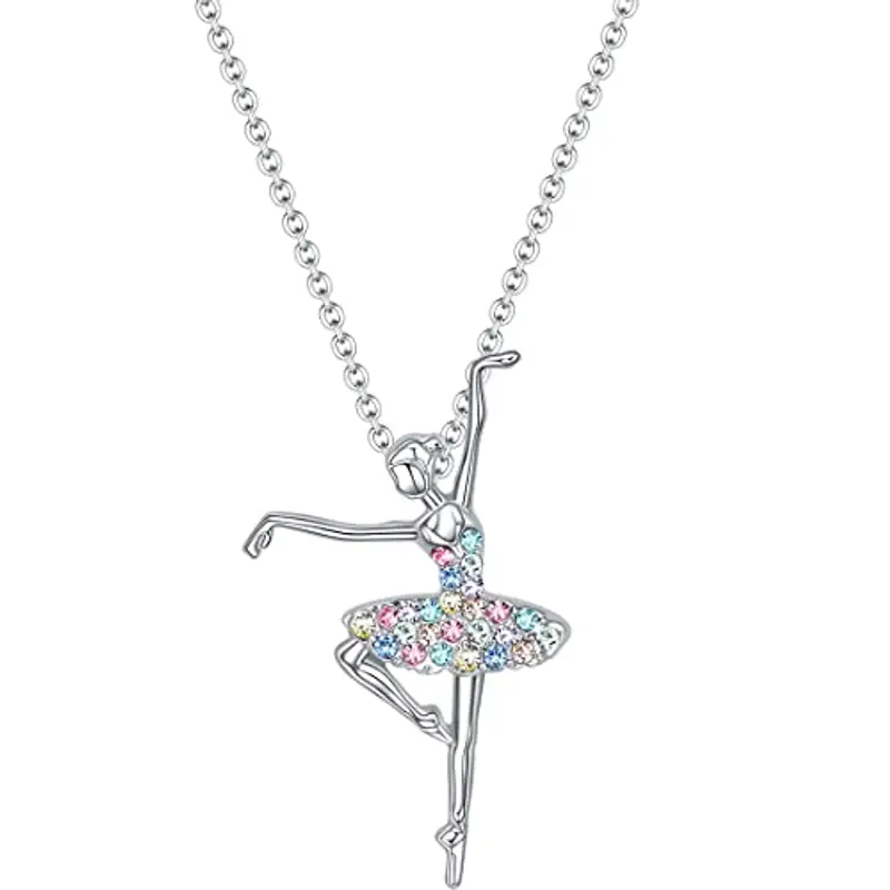 BEYEQCEZ Pendente Collana con ciondolo a forma di ballerina, per bambine, ragazze, ideale come regalo per la Prima Comunione