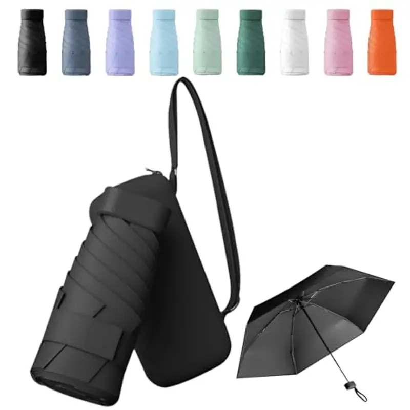 Sykerout Pendenza Ombrello Piccolo, Mini Ombrello Tascabile, Ombrello Da Viaggio Da Viaggio Pioggia e Sole Piccolo Compatto Ombrello Da