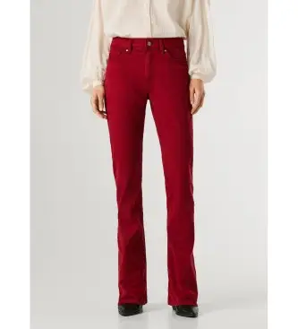 per donna PL2100052 Pantaloni Mid Rise Flare New Pimlico rosso (28/34), Casual, Cotone
