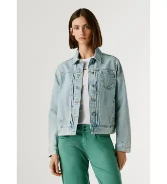 Pepe Jeans per donna PL40244632V1 Giacca blu normale, Casual, Cotone, Denim