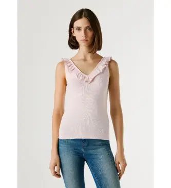 per donna PL506050 Maglietta rosa di Millie (L), Casual, Cotone, Senza maniche / cinghie