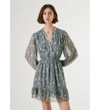 Pepe Jeans per donna PL9537690 Abito blu londinese, Casual, Poliestere, Manica lunga