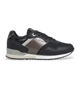 per donna PLS40046 Scarpe da ginnastica nere London Shine (41), Nero, Basso, Stringhe, Casual