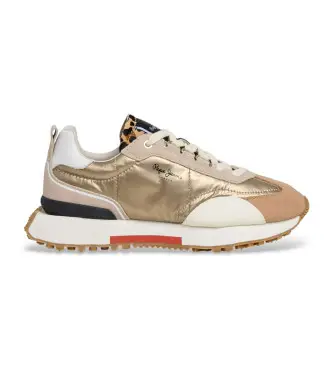 Pepe Jeans per donna PLS600039 Sneakers alla moda dorate, Oro, Basso, Stringhe, Casual Pelle