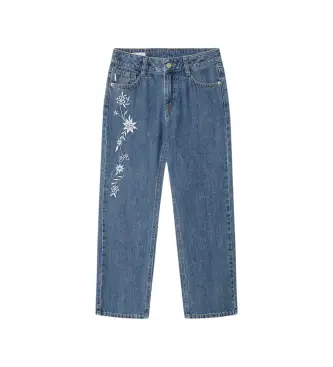 Pepe Jeans per ragazza PG2000014 Jeans dritti Robyne con stampa floreale blu (16años= 176cm), Casual, Cotone, Denim, moda per bambini Blu