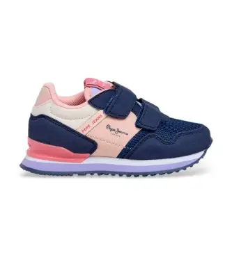 Pepe Jeans per ragazza PGS400018 Sneakers blu navy London Day, Basso, Velcro, Casual, Sportivo, moda per bambini