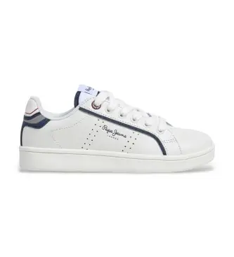 Pepe Jeans per ragazzo PBS000009 Scarpe da ginnastica bianche da giocatore giovane, Bianco, Basso, Stringhe, Casual, moda per bambini Pelle